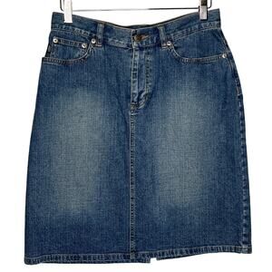 Ralph Lauren Lauren Jeans Co Blue Denim Jean Skirt Women Size 4 Back Slit